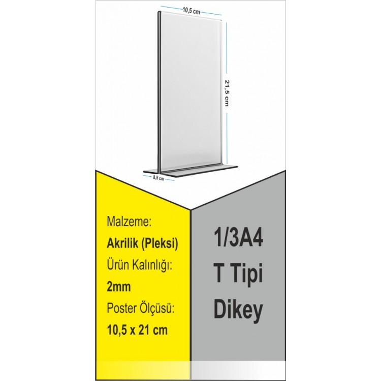 10,5cm x 21cm T Tipi Dikey Pleksi Föylük 10,5cm x 21cm T Tipi Dikey Pleksi Föylük