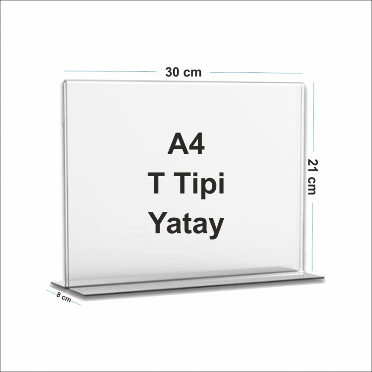 A4 T Tipi Yatay Pleksi Föylük 298mm x 210mm