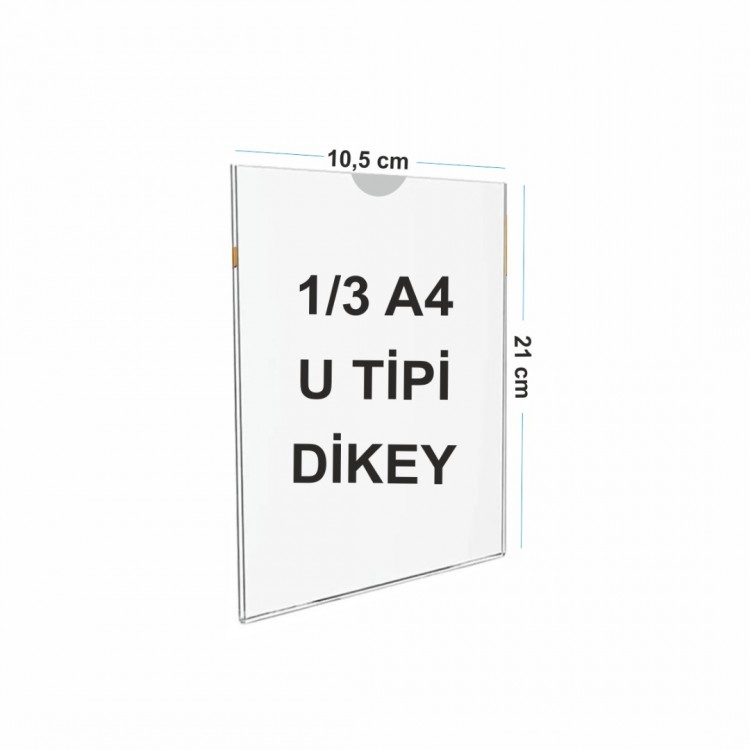 10,5x21 cm  U Tipi Dikey Pleksi Föylük 105mm x 210 mm
