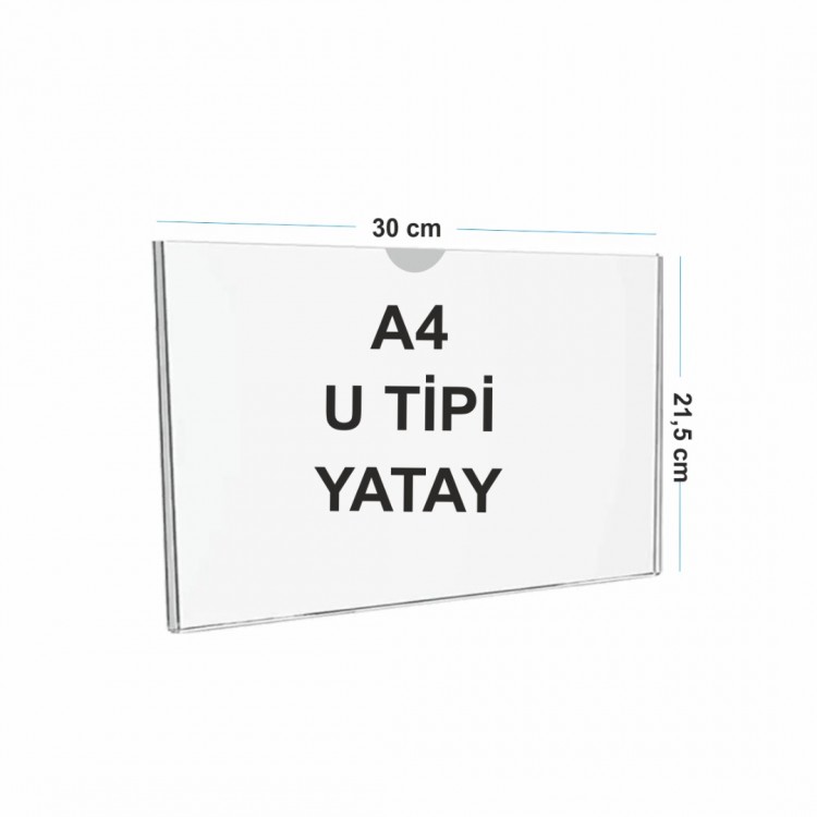 A4 U Tipi Yatay Pleksi Föylük 298mm x 210mm