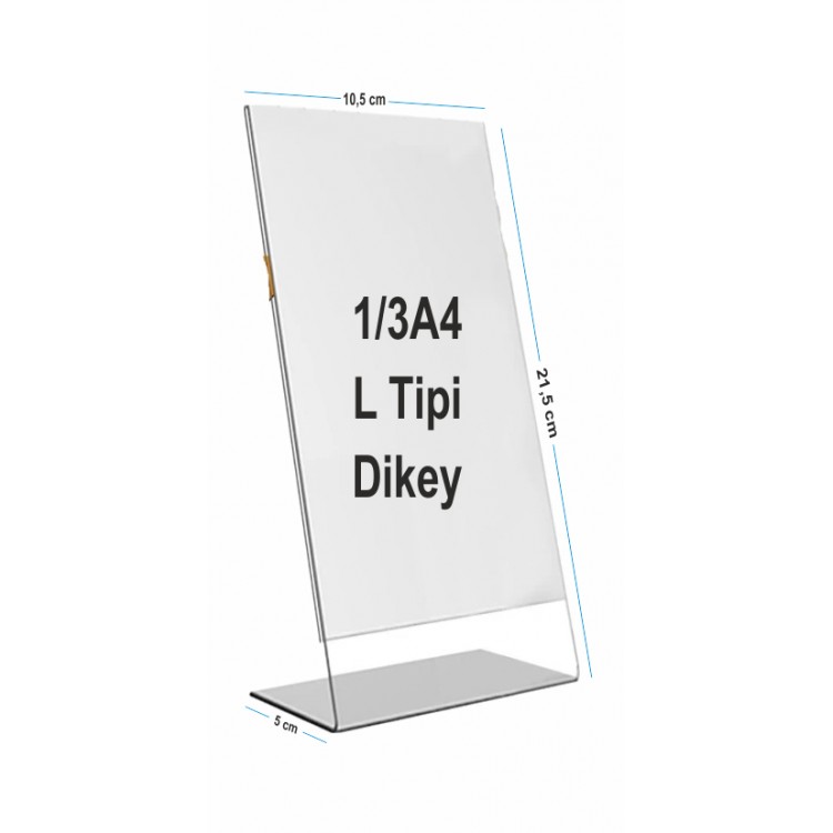 10,5cm x 21cm L Tipi Dikey Pleksi Föylük